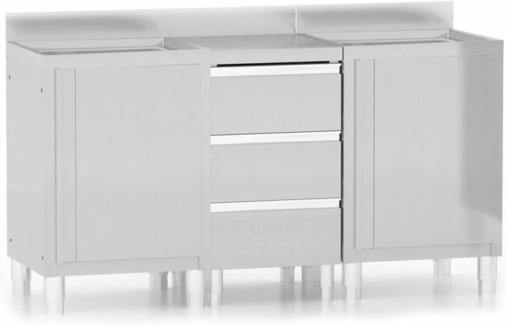 Tidyard 3 STK. Gastro Küchenschrank mit 3 Schubladen Arbeitsschrank Edelstahlschrank Gastroschrank E