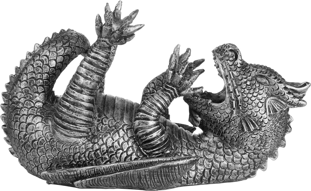 BRUBAKER Weinflaschenhalter durstiger Drache Silber - Fantasy Flaschenhalter Drachenmodel - Flaschen