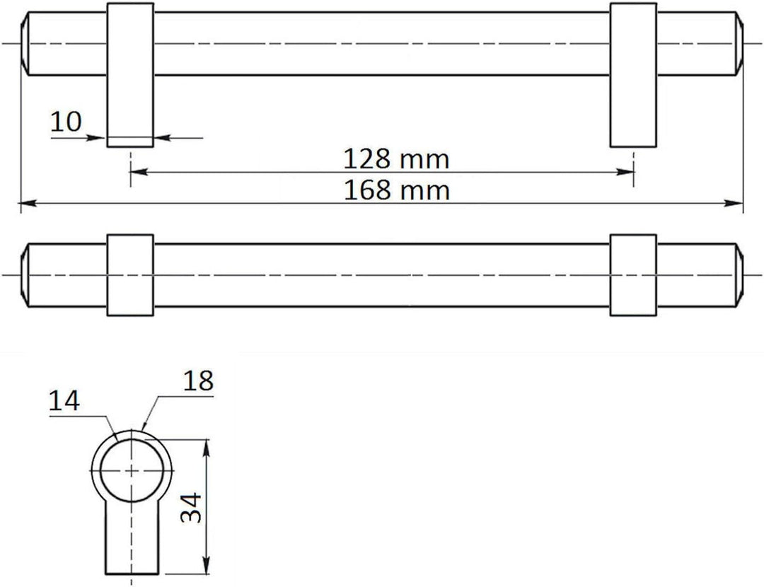 10x SO-TECH® Relinggriff Schrankgriff G20 Edelstahloptik Ø 14 mm BA 128 mm 10x SO-TECH "G20", 10x SO