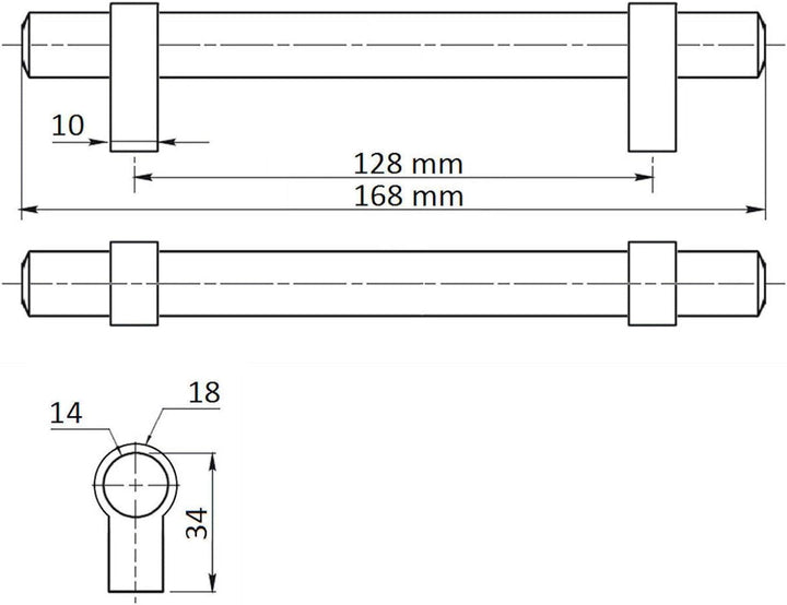 10x SO-TECH® Relinggriff Schrankgriff G20 Edelstahloptik Ø 14 mm BA 128 mm 10x SO-TECH "G20", 10x SO