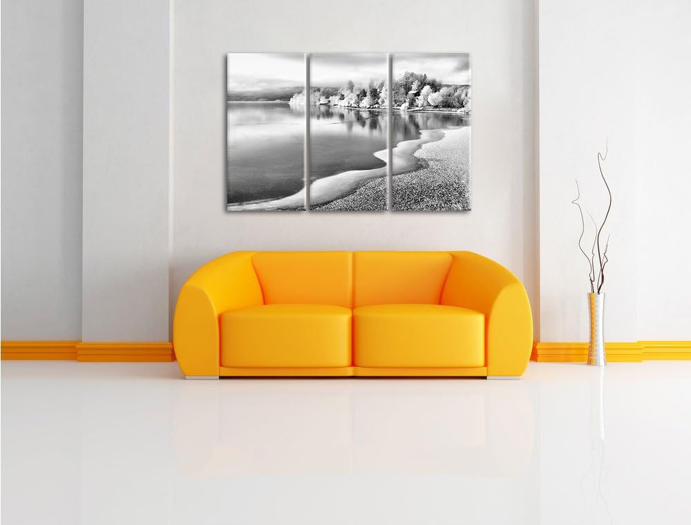 Pixxprint Winterlandschaft Wald Schnee als Leinwandbild/Grösse: 3 Teilig (120x80) cm/Wandbild/Kunstd