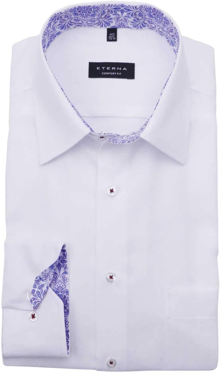 eterna Comfort Fit Hemd Langarm New Kent Kragen Struktur weiss Grösse 54