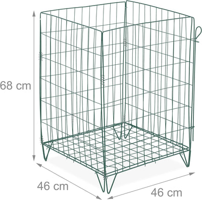 Relaxdays Komposter Metall, Bodengitter und Füsse, HxBxT: 68 x 46 x 46 cm, für Gartenabfall, Kompost