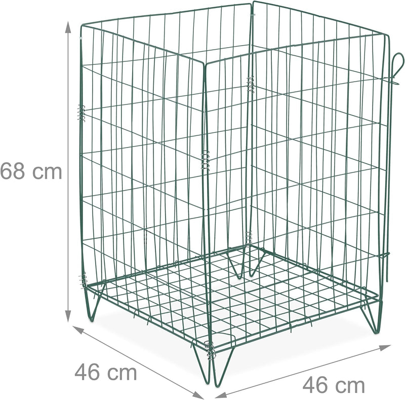 Relaxdays Komposter Metall, Bodengitter und Füsse, HxBxT: 68 x 46 x 46 cm, für Gartenabfall, Kompost