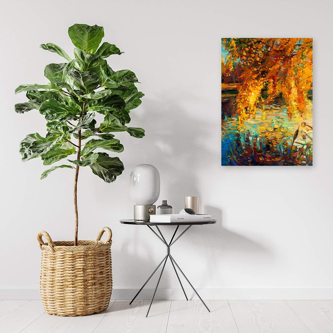 Bild auf Leinwand Herbst Kunstdruck modern Gemälde Orange 60x90 cm Leinwandbild 60x90 cm Orange_B, L