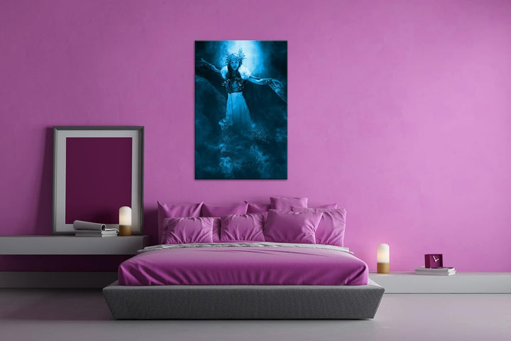 deyoli göttliche Walküre Format: 80x60 Effekt: Monocrome Blau als Leinwand, Motiv fertig gerahmt auf