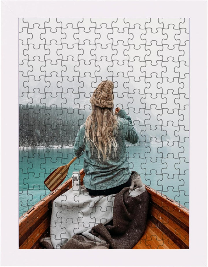 Rahmendesign24 Puzzlerahmen Milano für Puzzle ca. 500-1000 Teile 33x95cm 95x33cm Weiss (matt) mit Ac