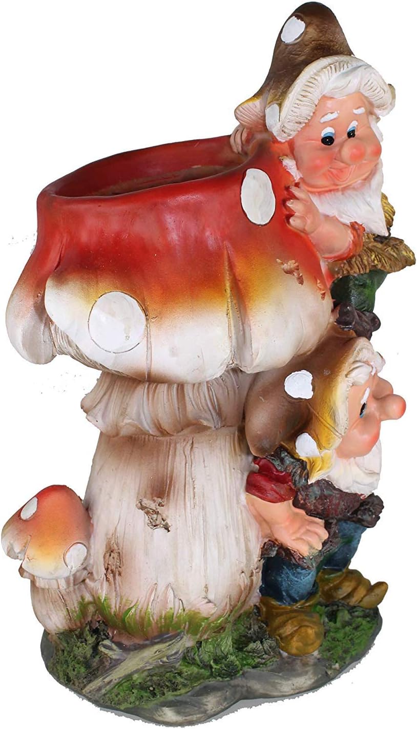 Design Zwerg Pilz mit Blumentopf NF 15199 32 cm Hoch Deko Garten Gartenzwerg Figuren Dekoration Vers