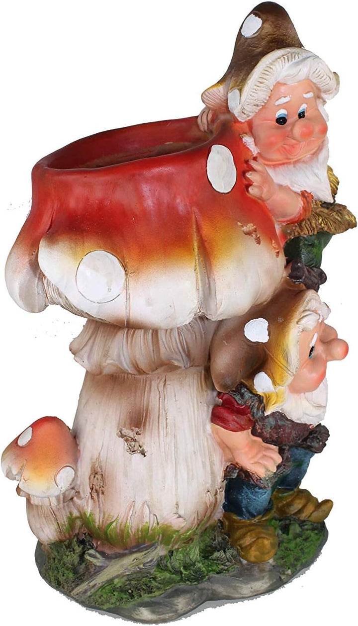 Design Zwerg Pilz mit Blumentopf NF 15199 32 cm Hoch Deko Garten Gartenzwerg Figuren Dekoration Vers