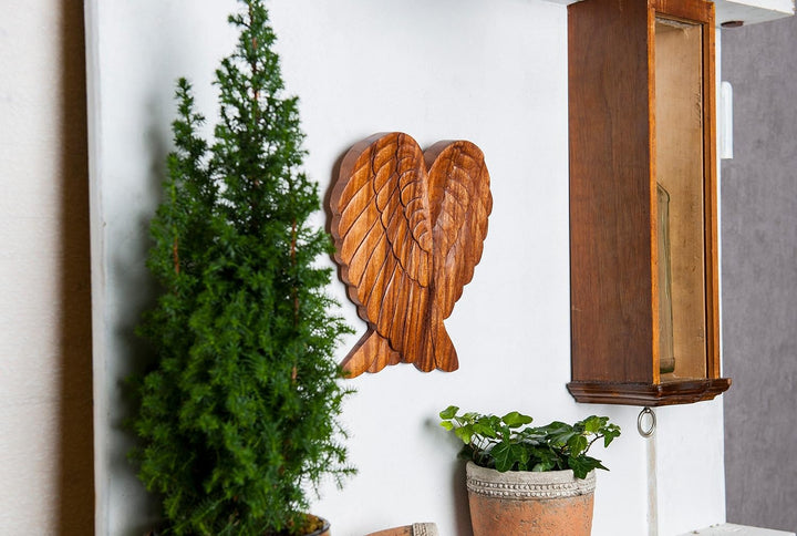Windalf Engel Dekor Holzbild Wandrelief Amanda 22 cm Engels Flügel Holzornament Bohemian Wandojekt H