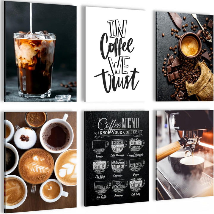Novart Set Wandbilder - KEIN EXTRA RAMEN BENÖTIGT - Esszimmer Küchenbilder - Bilder Modern Kaffee Co