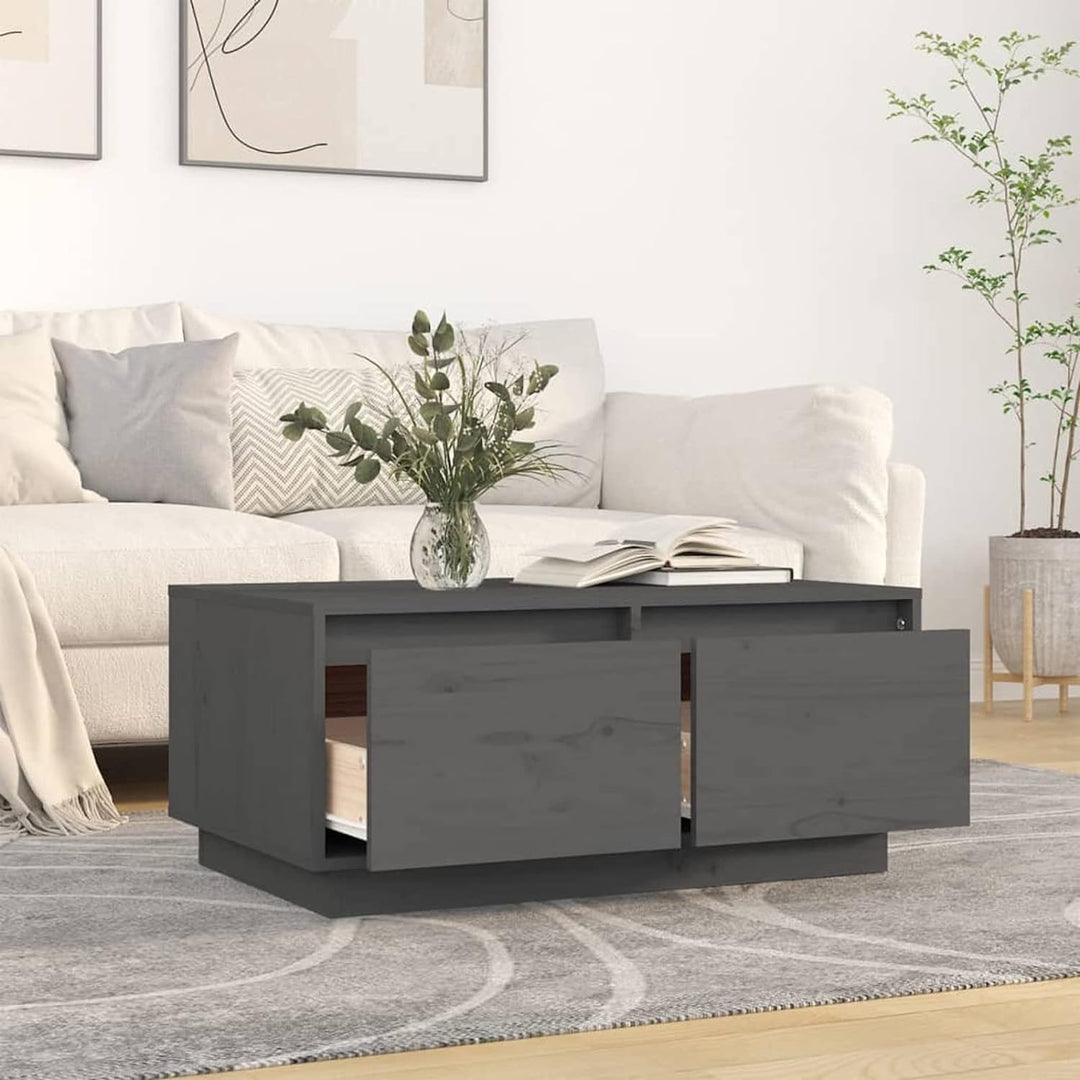 Tidyard Couchtisch, Wohnzimmertisch mit 2 Schubladen, Beistelltisch, Kaffeetisch, Holztisch, Massivh