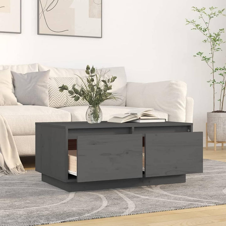 Tidyard Couchtisch, Wohnzimmertisch mit 2 Schubladen, Beistelltisch, Kaffeetisch, Holztisch, Massivh
