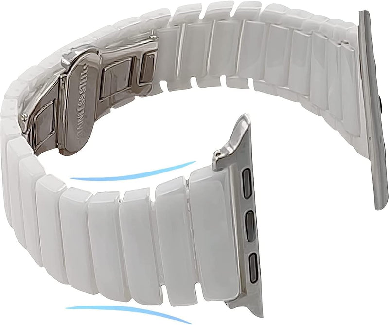 MaKTech Keramikarmband,Schlankes Gliederarmband Band Kompatibel mit Apple Watch Series 9/Ultra 2/SE/