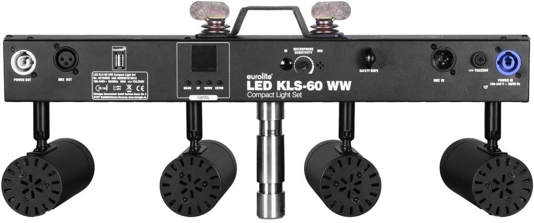 EUROLITE LED KLS-60 WW Kompakt-Lichtset | Leiste mit 4 lichtstarken, warmweissen Spots, QuickDMX-Buc