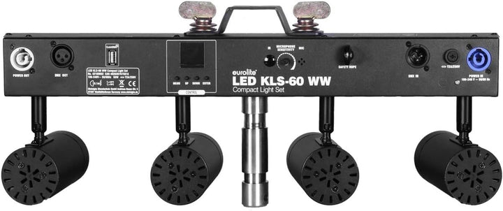 EUROLITE LED KLS-60 WW Kompakt-Lichtset | Leiste mit 4 lichtstarken, warmweissen Spots, QuickDMX-Buc