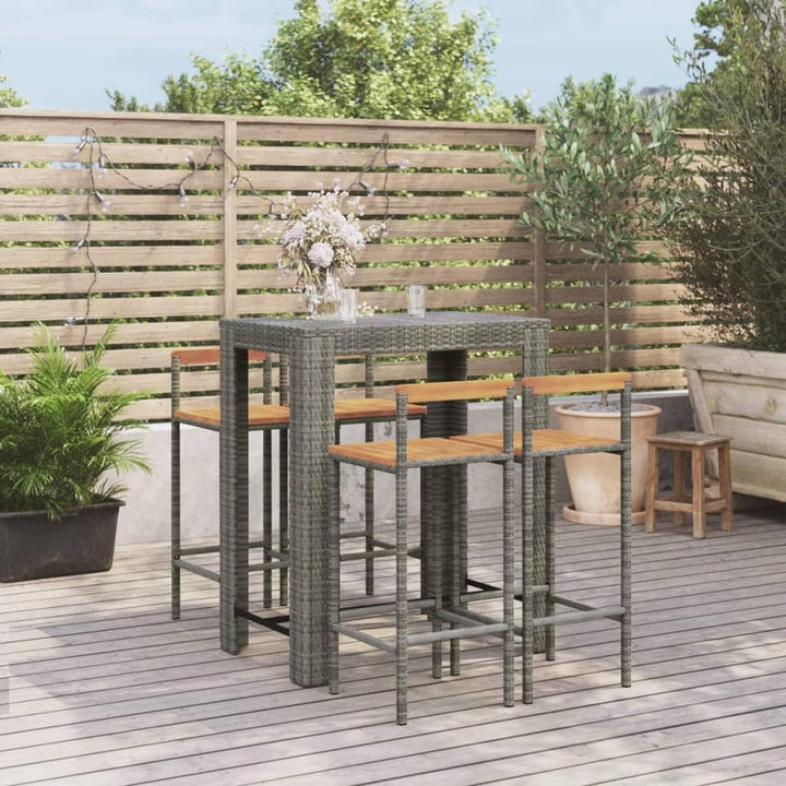 Tidyard 5-TLG. Gartenbar Set, Bartisch mit Barhocker Set, Bartisch Set Outdoor, Bar Set, Grau Poly R
