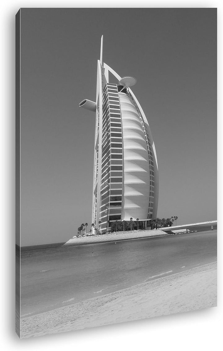 deyoli gigantisches Gebäude in Dubai Effekt: Schwarz/Weiss im Format: 80x60 als Leinwandbild, Motiv