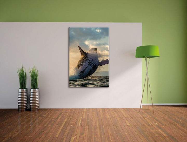 Buckelwale Kanada, Format: 100x70 auf Leinwand, XXL riesige Bilder fertig gerahmt mit Keilrahmen, Ku