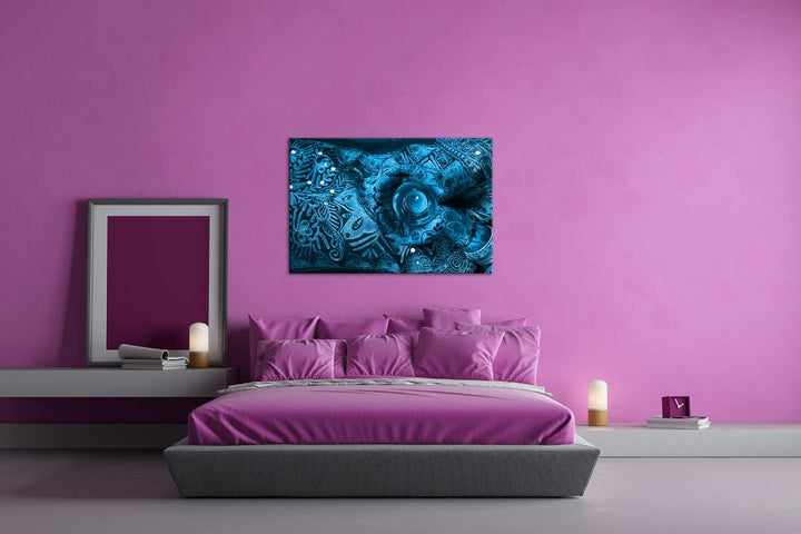 deyoli religiöse Körperbemalung Format: 80x60 Effekt: Monocrome Blau als Leinwand, Motiv fertig gera