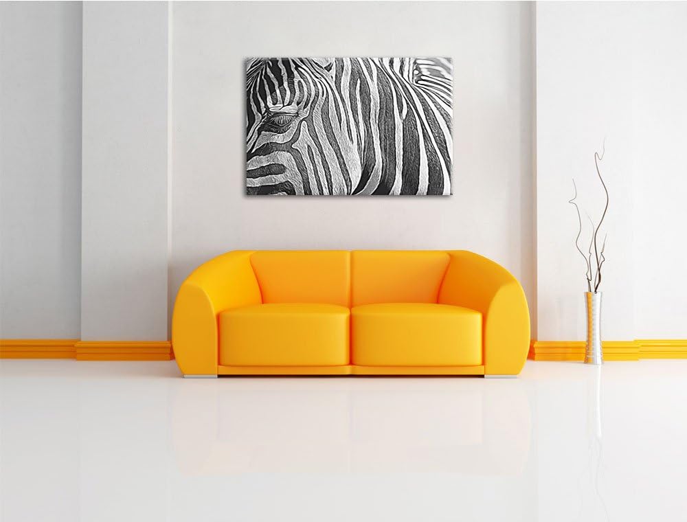 Zebra Porträt Deluxe Format: 100x70 cm auf Leinwand, XXL riesige Bilder fertig gerahmt mit Keilrahme