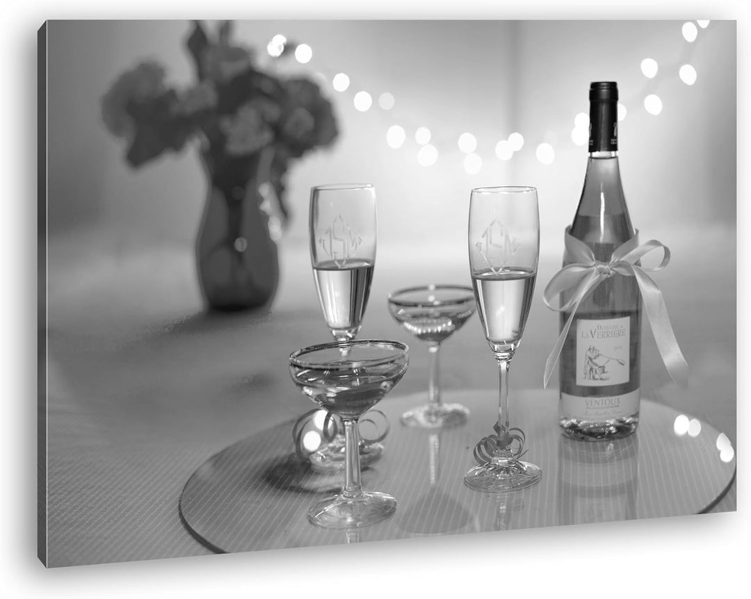 deyoli pinker Champagne Format: 80x60 Effekt: Schwarz/Weiss als Leinwand, Motiv fertig gerahmt auf E
