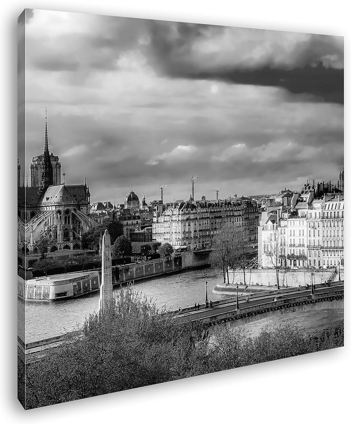 deyoli Notre Dame in Paris Format: 70x70 Effekt: Schwarz&Weiss als Leinwandbild, Motiv fertig gerahm