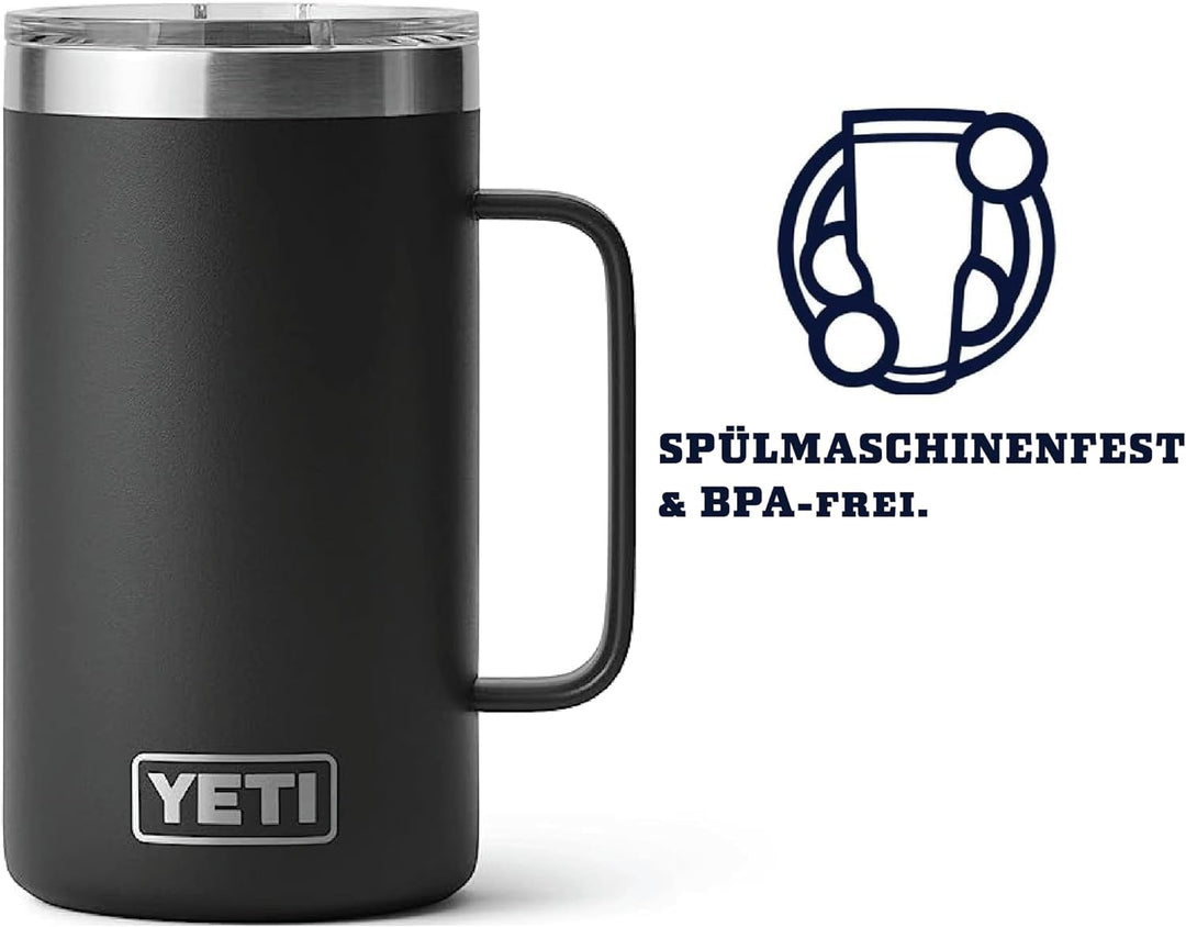 YETI Rambler Krug, Edelstahl, Black, 24oz (710ml), Black