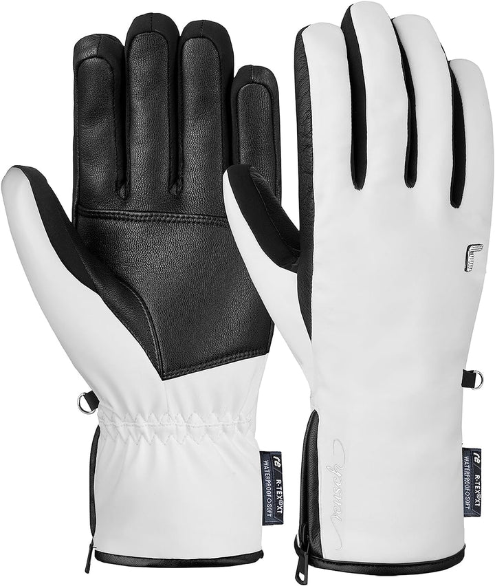 Reusch Damen Handschuhe Tiffany R-tex Xt Extra Warm, Wasserdicht, Atmungsaktiv 8.5 Weiss / Schwarz,
