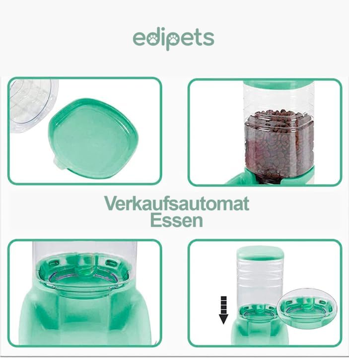 Edipets, Automatischer Futterspender Katze, Hunde, 2 Einheiten, 3.8L, Futter- und Wasserspender für
