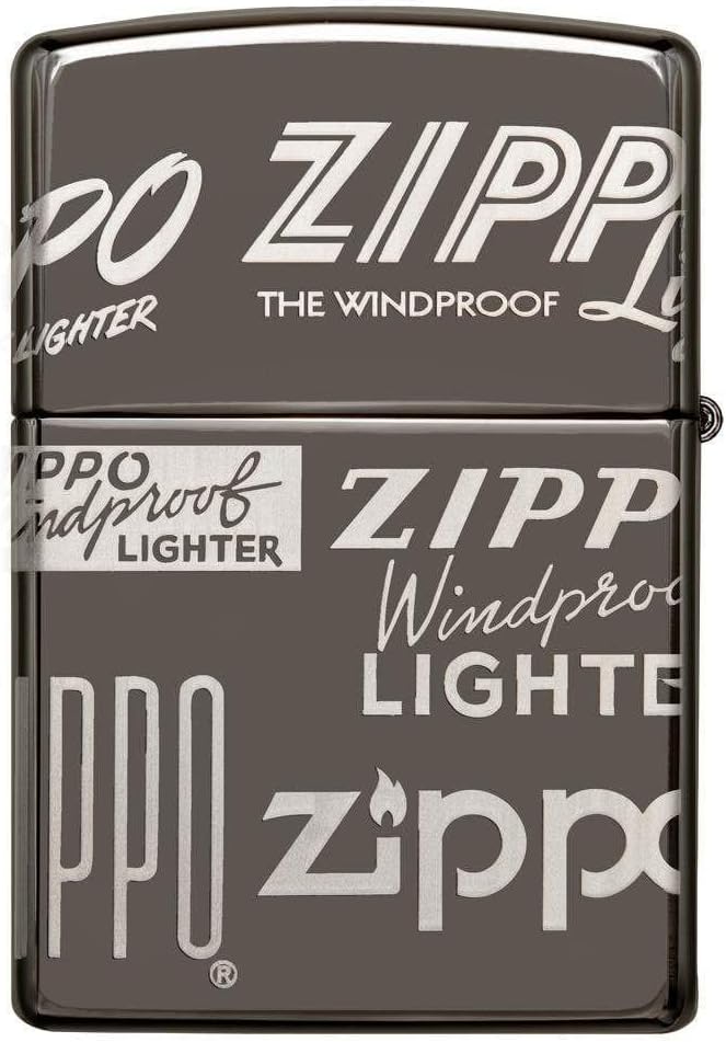 Zippo 49051 – Zippo Logo Design - Black Ice – Sturmfeuerzeug, nachfüllbar, in hochwertiger Geschenkb