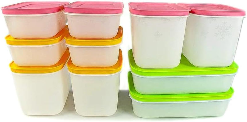 TUPPERWARE Gefrier-Behälter Eiskristall 1,1L pink + 1,0L grün + 450 ml Eis-Kristall 29495