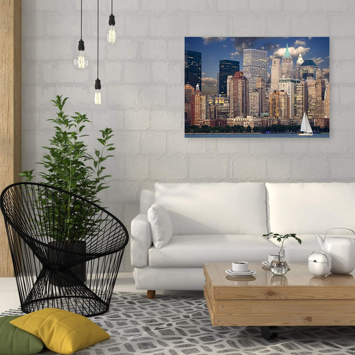 Feeby Bild auf Leinwand Architektur Kunstdruck modern Manhattan Braun 80x60 cm Leinwandbild 80x60 cm