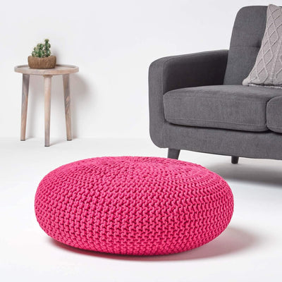 Homescapes Pouf Strickpouf rundes Bodenkissen, Sitzpouf 70 x 23 cm, gepolsterter Sitzhocker, Sitzpuf