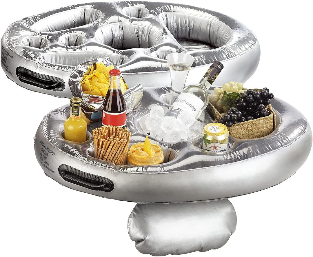 infactory Flaschenhalter Pool: 2er-Set schwimmende 2in1-Getränke- und Snackhalter, 70 x 50 cm (Geträ
