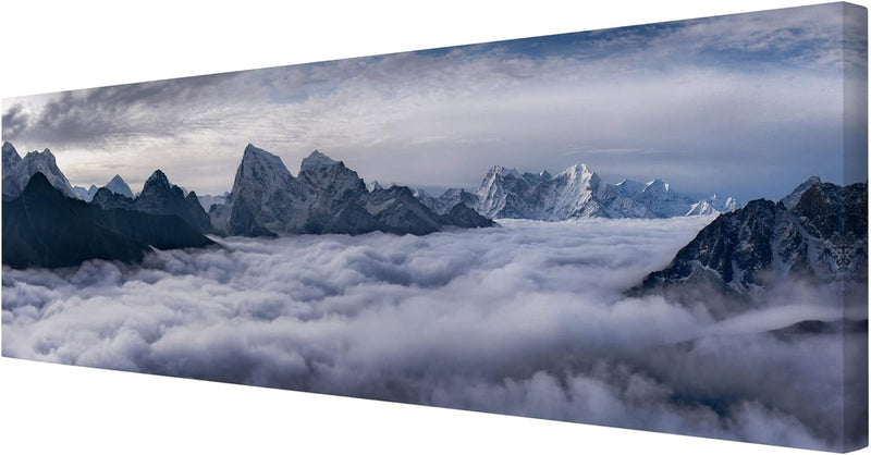 Leinwandbild - Wolkenmeer im Himalaya Panorama Bild auf Leinwand 30x90 cm 30cm x 90cm, 30cm x 90cm