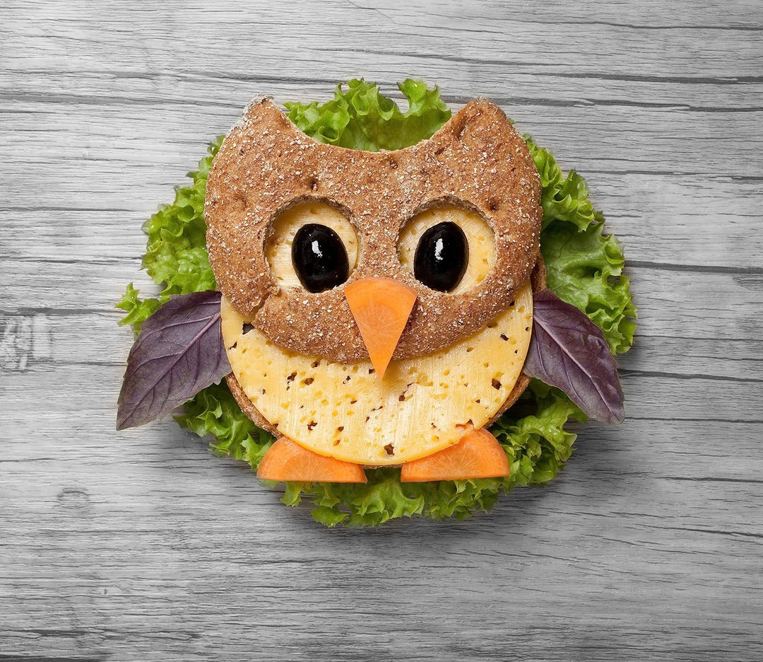 das lustige Eulen Sandwich Herdabdeckplatte & Spritzschutz aus Echtglas | Für Herd-Kochfelder | 60x5