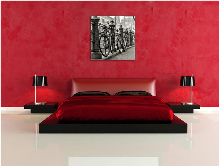 Pixxprint Fahrrad in Amsterdam 70x70cm Leinwandbild Wandbild Kunstdruck, 70x70