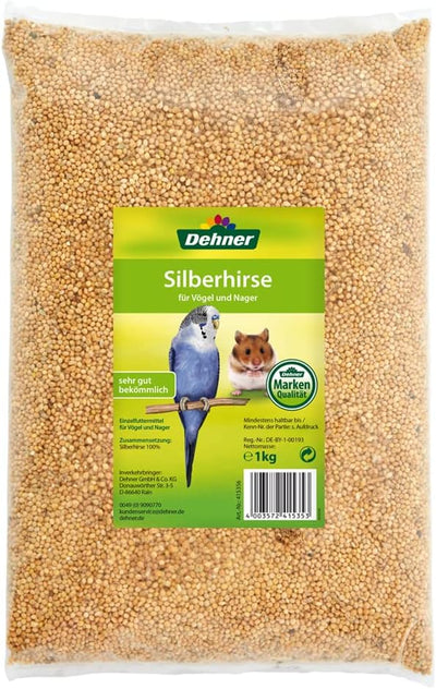 Dehner Vogel- und Nagerfuttersnack, Silberhirse, 10 x 1 kg (10 kg) Silberhirse 1 kg (10er Pack), Sil