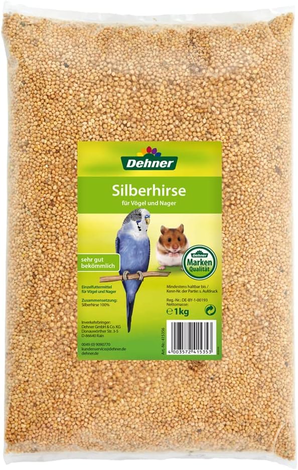 Dehner Vogel- und Nagerfuttersnack, Silberhirse, 10 x 1 kg (10 kg) Silberhirse 1 kg (10er Pack), Sil