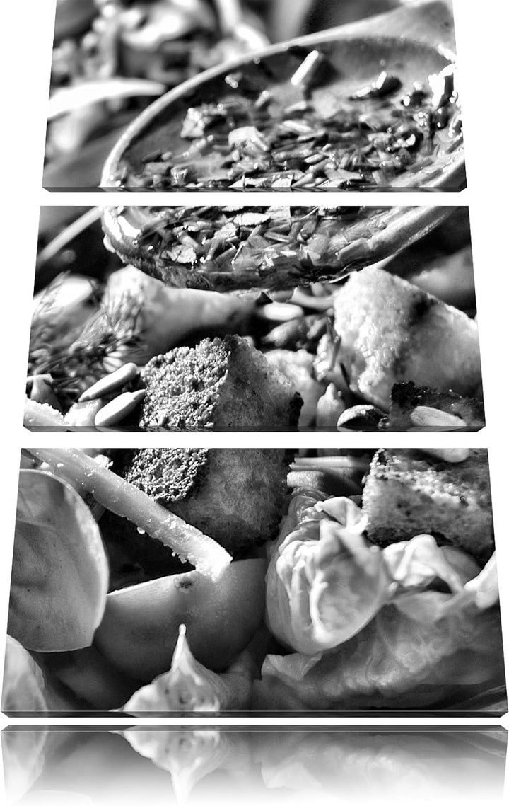 Pixxprint Kräuter Vinaigrette als Leinwandbild/Grösse: 3 Teilig (120x80) cm/Wandbild/Kunstdruck/fert