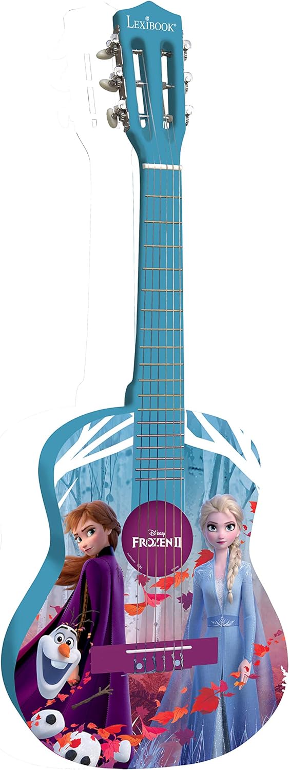 Lexibook Disney Frozen Eiskönigin ELSA Akustikgitarre hölzern, Lernanleitung enthalten, Blau/Lila, K