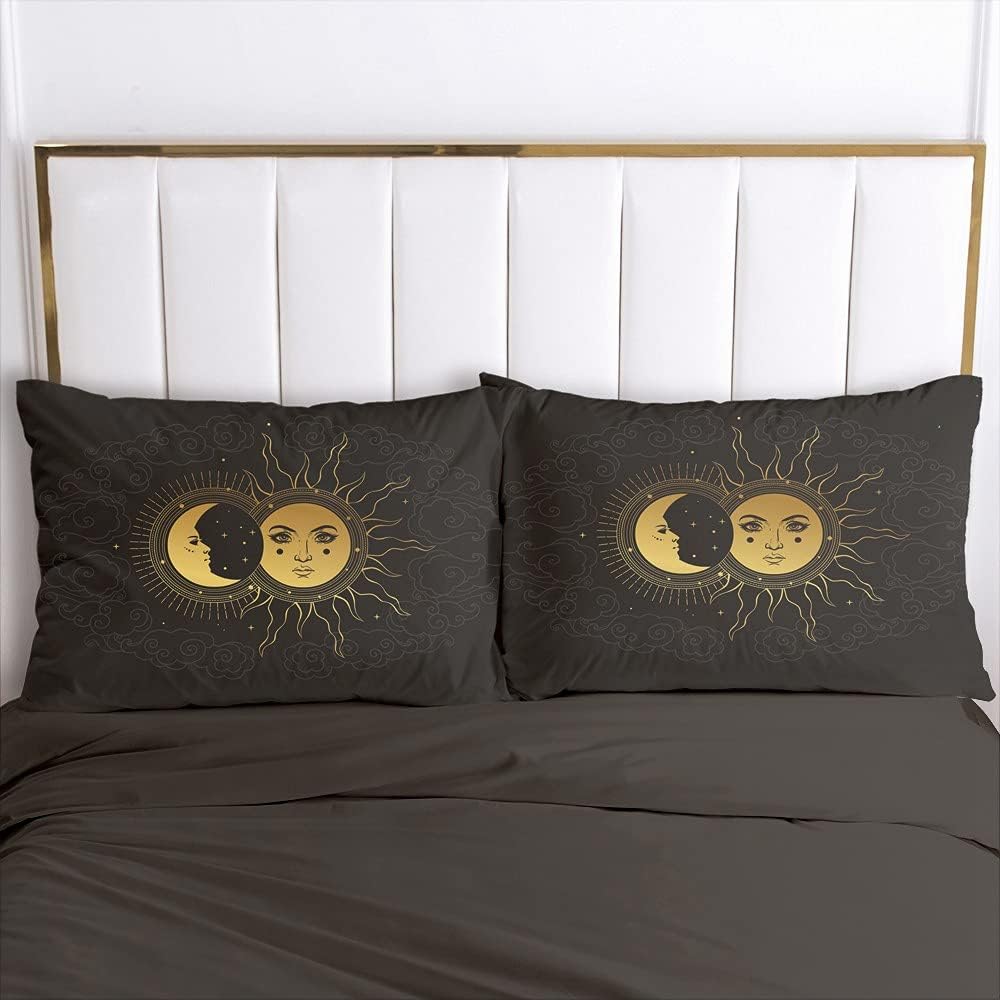 Luowei Boho Bettwäsche 135x200 Sonne und Mond Muster Bettwäsche Set Weiche Mikrofaser Bohemian Manda