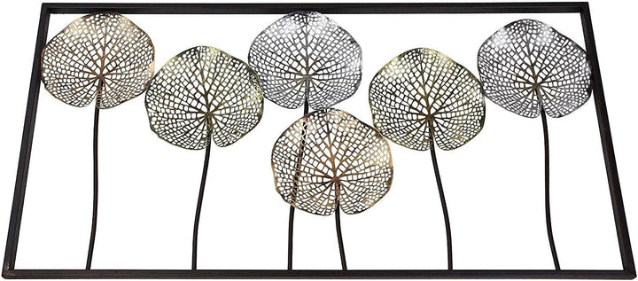 3D Wandbild "Lotus" aus Metall, 100x50 cm, Wandschmuck, Wanddeko, Wandverzierung, Deko-Objekt