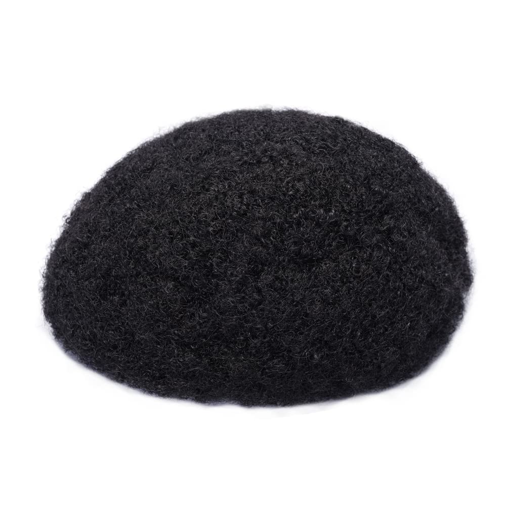 Lordhair Afro Toupet für Schwarze Männer, Lockiges Herren-Toupet,100% Echthaar Männer Ersatzsystem,