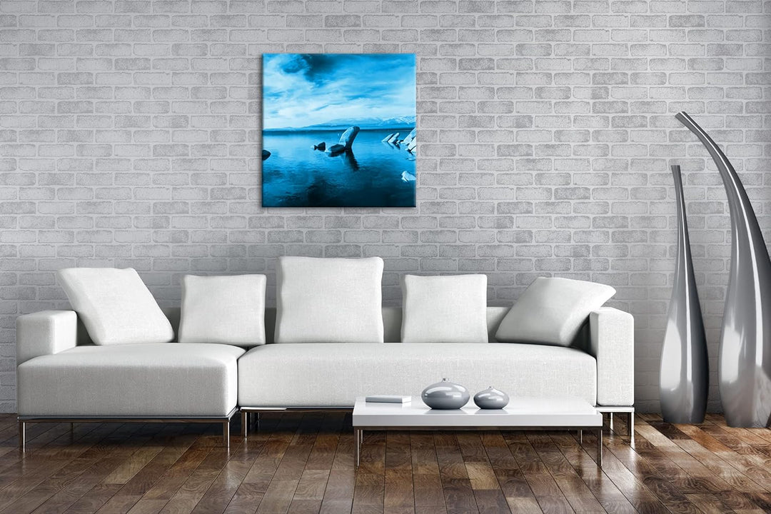 deyoli felsige Küstenlandschaft Format: 60x60 Effekt: Monocrome Blau als Leinwandbild, Motiv fertig