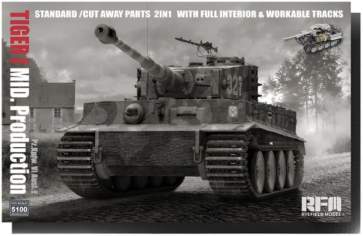 Rye Field Model RM5100 Tiger I mittlere Production 2in1 with cutaway parts & interior Massstab 1:35