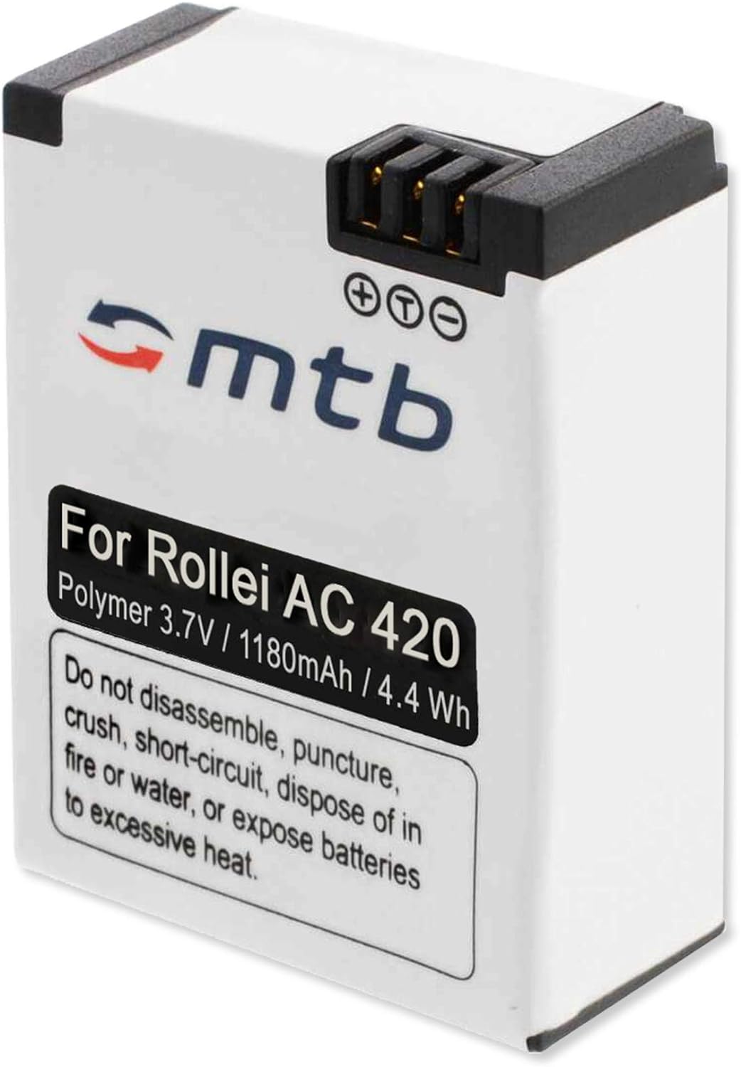 2X Akku + Dual-Ladegerät (Netz+Kfz+USB) kompatibel mit Rollei Actioncam 420 (4K Ultra WiFi)