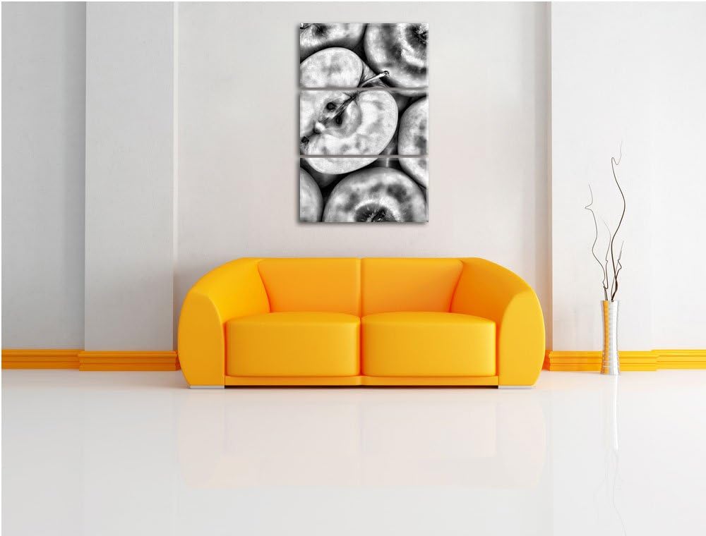 Pixxprint Grüne Äpfel als Leinwandbild | Grösse: 3 Teilig (120x80) | Wandbild| Kunstdruck | fertig b
