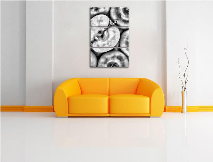 Pixxprint Grüne Äpfel als Leinwandbild | Grösse: 3 Teilig (120x80) | Wandbild| Kunstdruck | fertig b